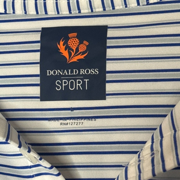 Donald Ross Sport Blue Striped Polo Size Large - Picture 3 of 4
